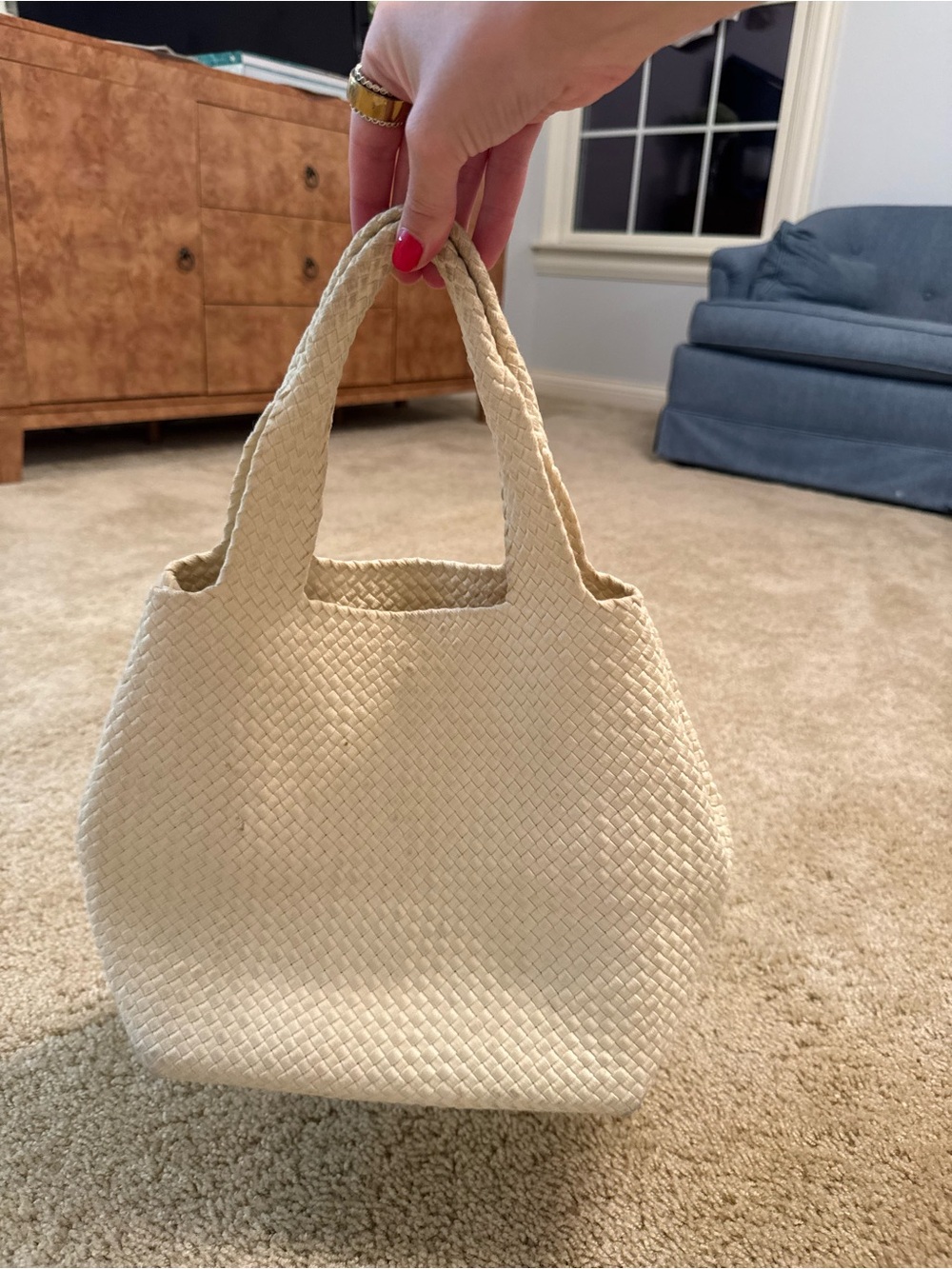 ANN MASHBURN Cream Woven Tote